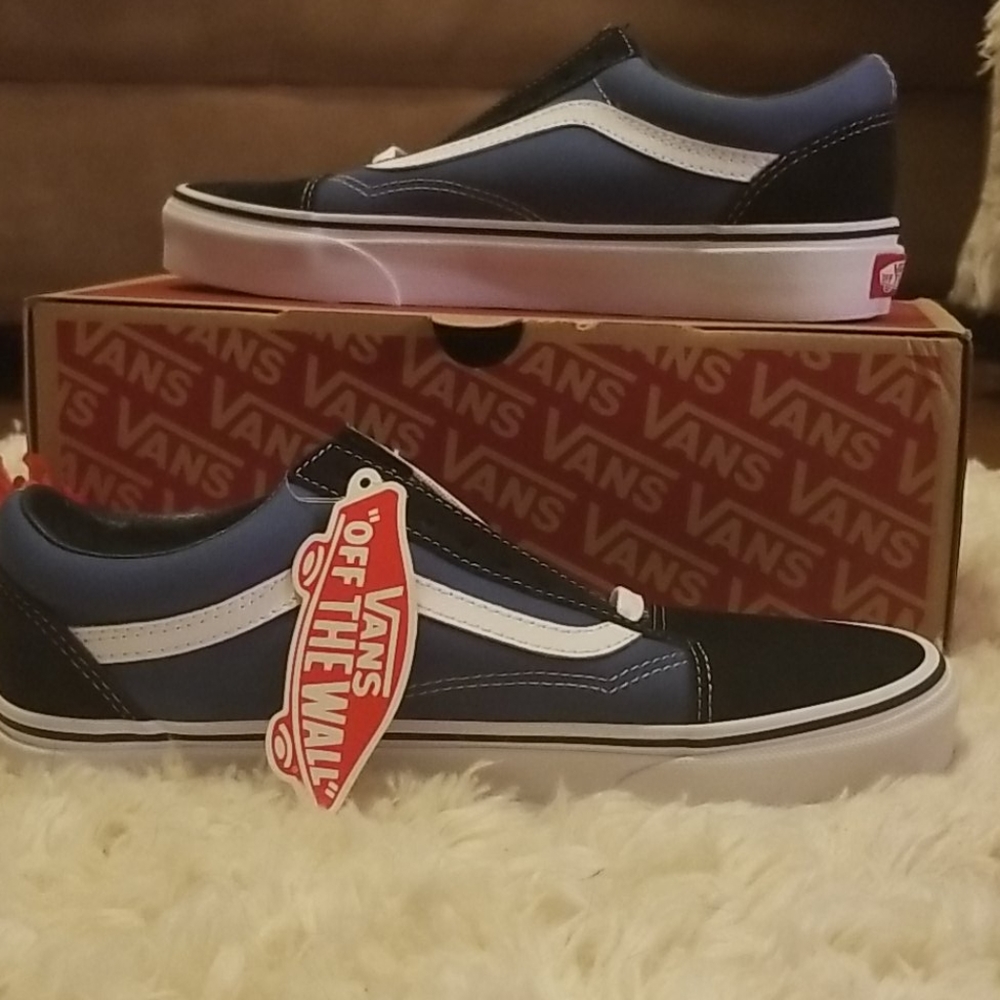 Van's. Navy blue and light blue vans